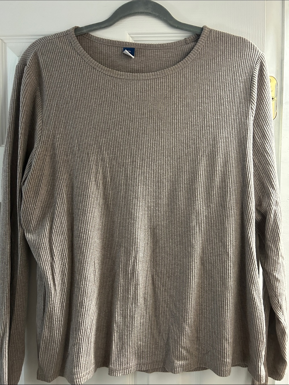 Comfort Ribbed Long-Sleeve Sweater - Taupe